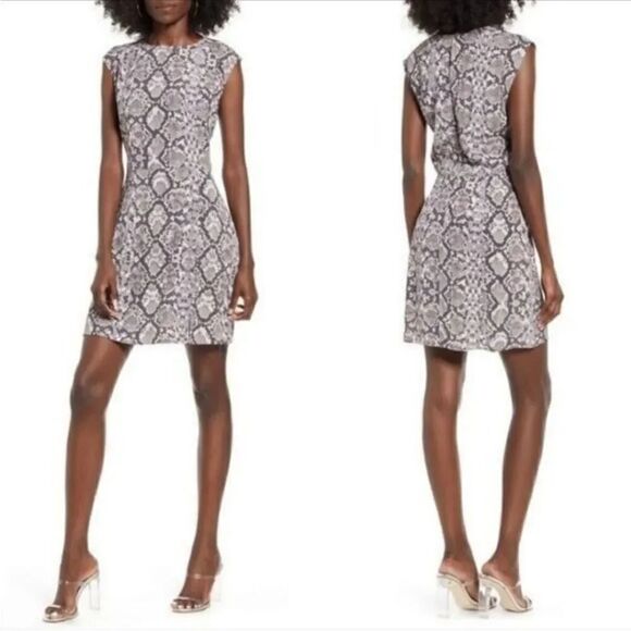 Leith Pale Pink Snakeskin Animal Print Sheath Dress Size Small - Picture 1 of 10